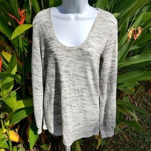 NWT - EXPRESS Gray Waffle Knit Blouson Sleeve Tee - Sz M